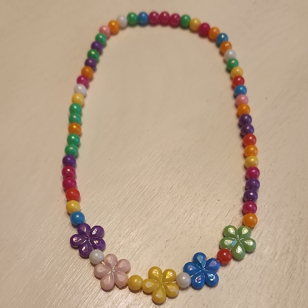 Colorful Flower Beaded Kids Necklace - Kids Jewelry - Kids Accessories